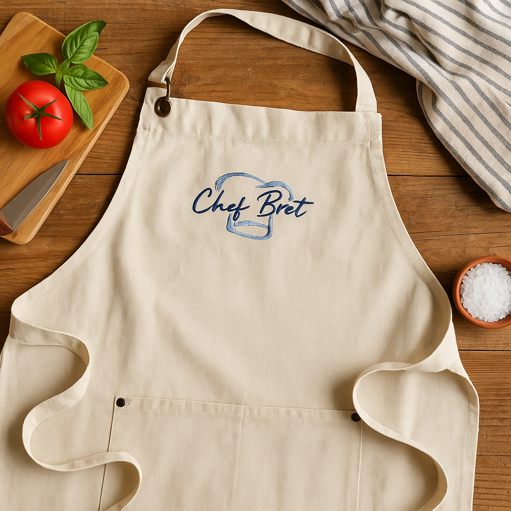 Embroidered Unisex Apron With Name and Chef Hat