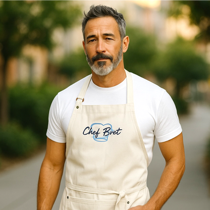Embroidered Unisex Apron With Name and Chef Hat