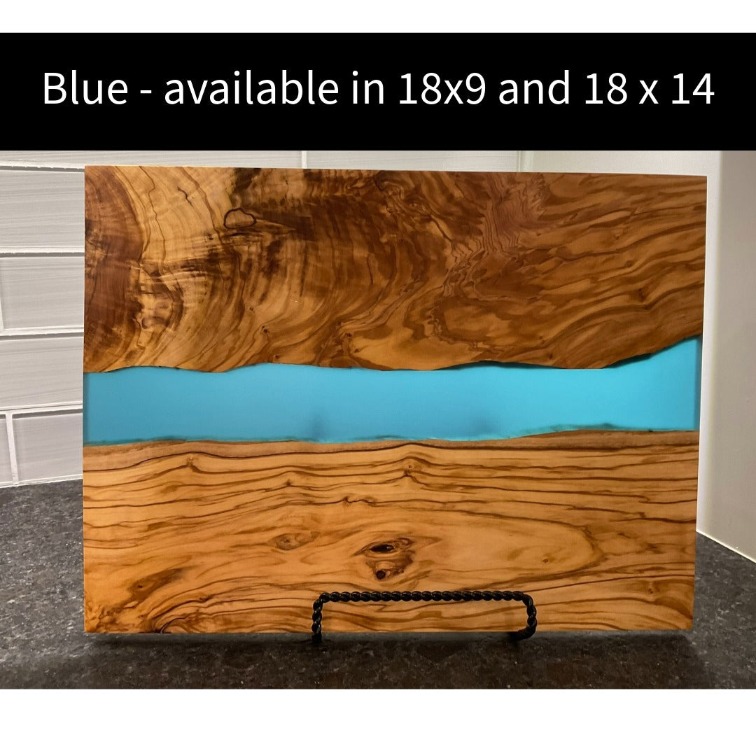 "Wine Cheese Friends" River of Resin Olive Wood Charcuterie Board - D46