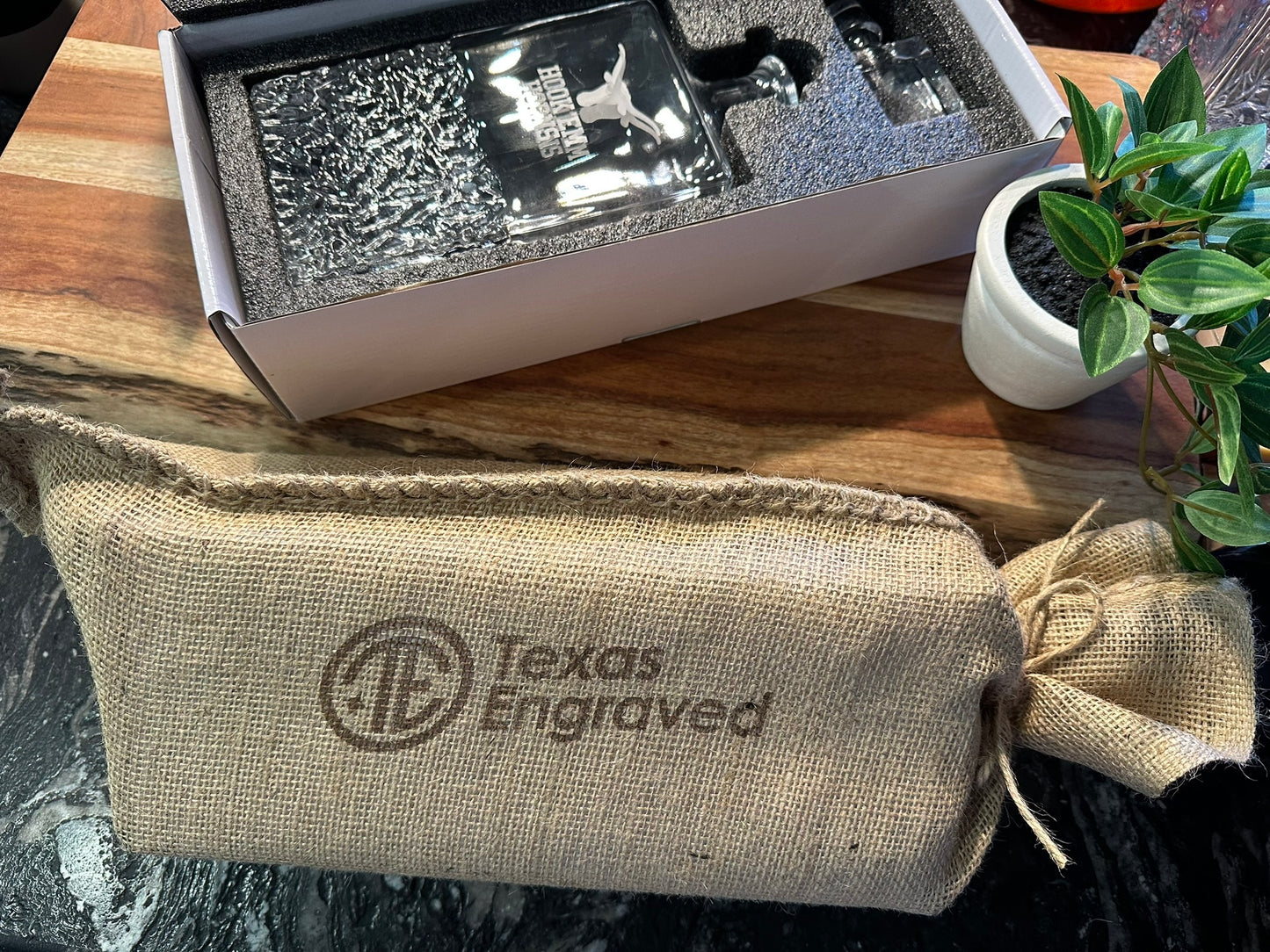 Engraved Sand Carved University of Texas Decanter