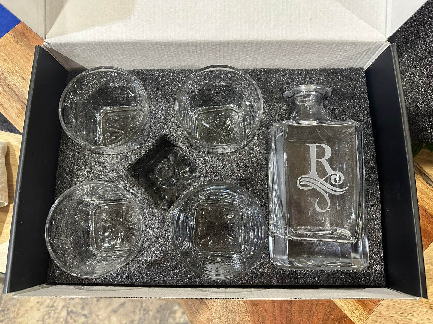 Personalized Decanter with Sand-Carved Initial