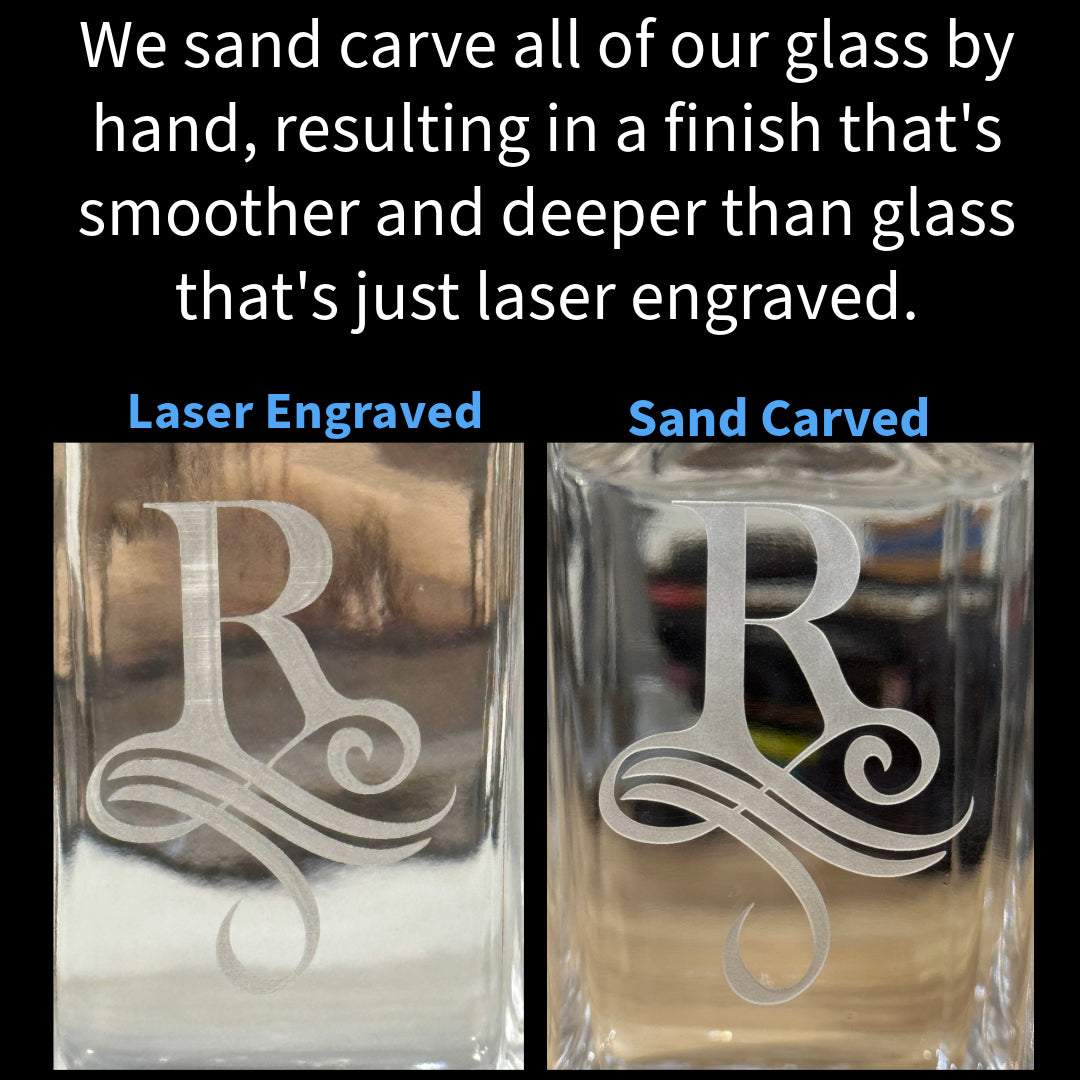 Personalized Decanter with Sand-Carved Initial