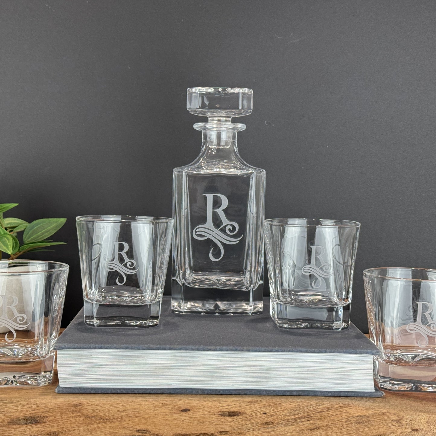 Personalized Decanter with Sand-Carved Initial