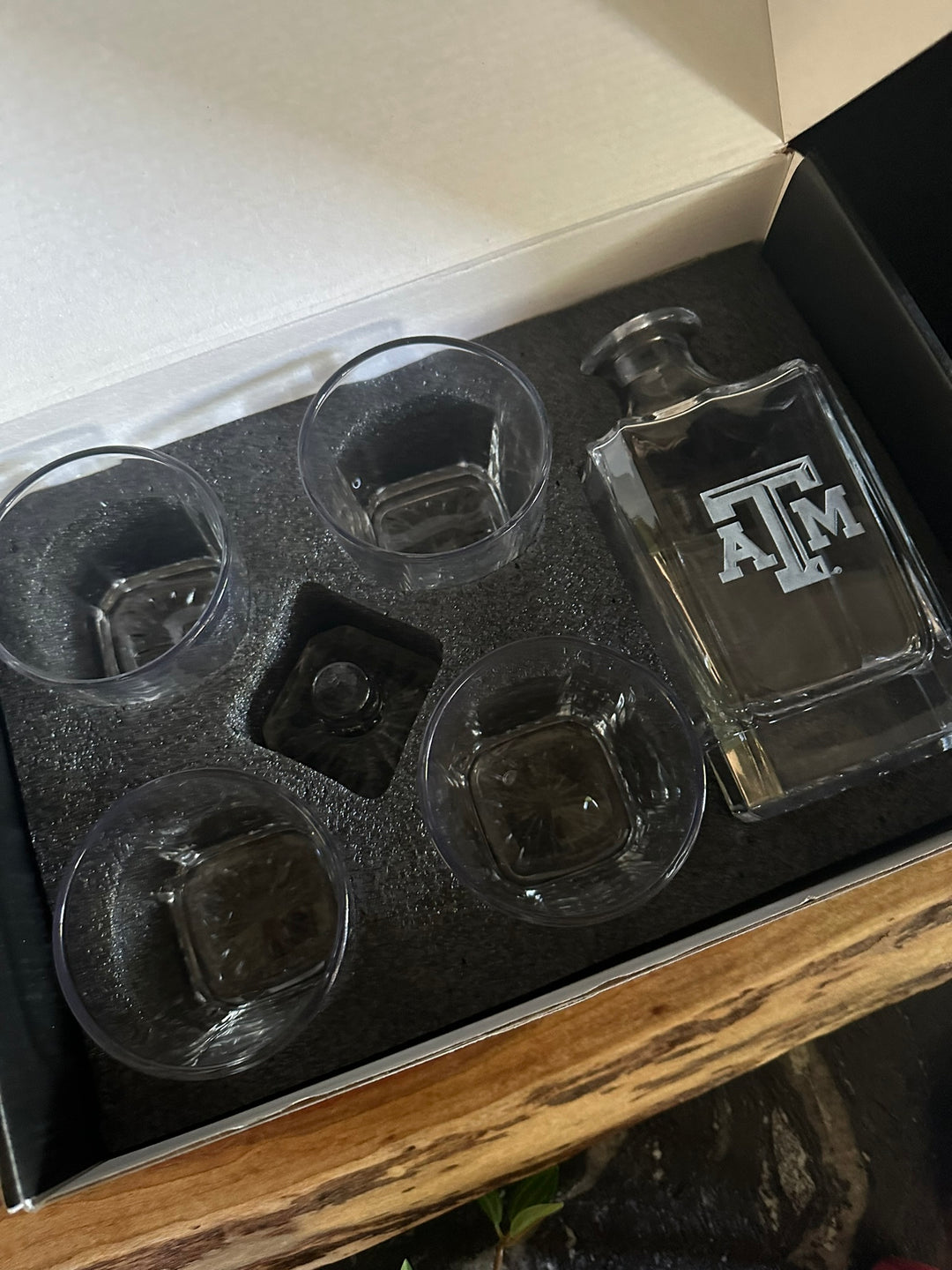 Engraved Sand Carved Texas A&M Decanter and Rocks Glass Sets