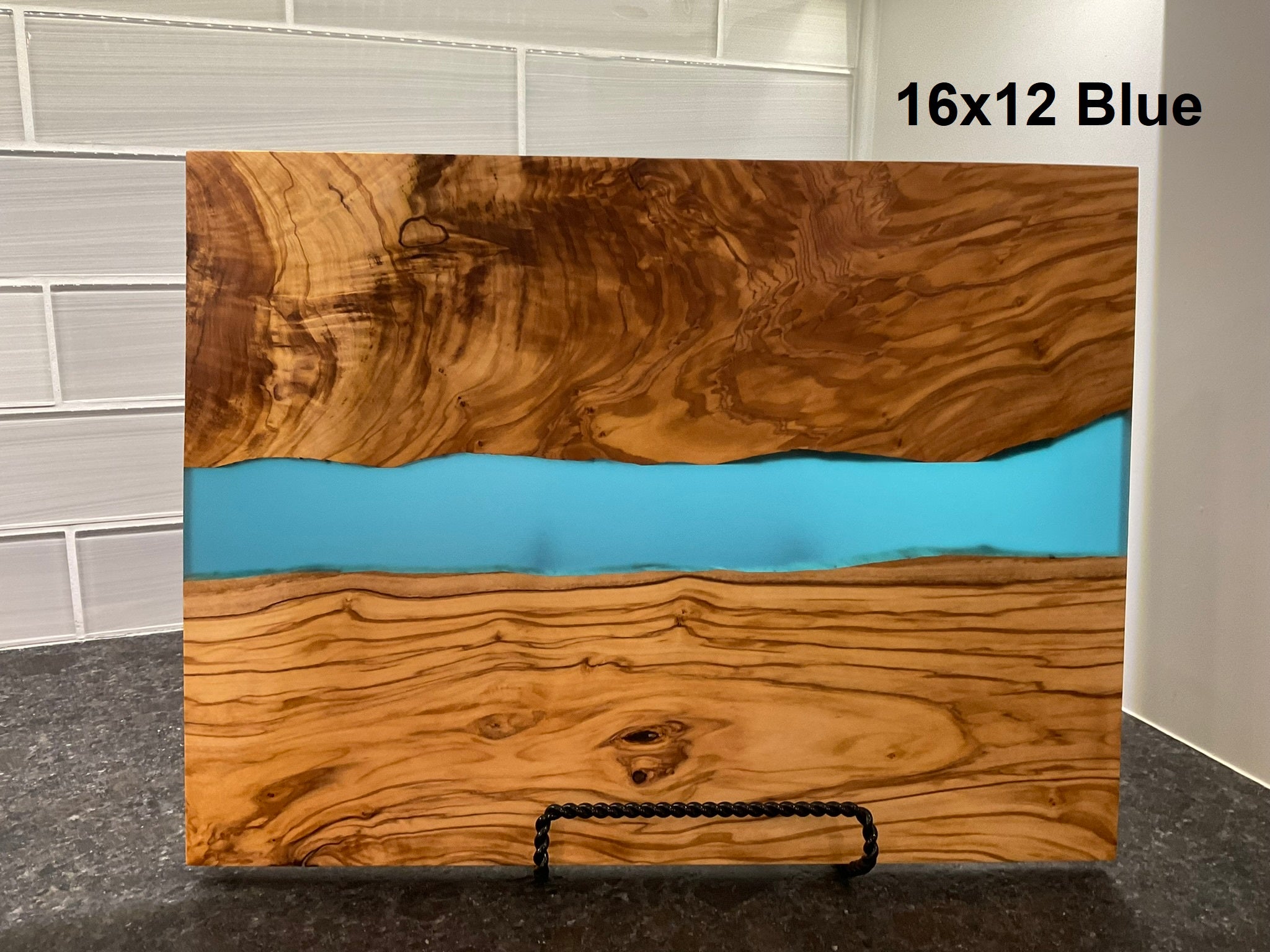 Tarpon Olivewood Cutting Board with Epoxy Inlay Fish Design