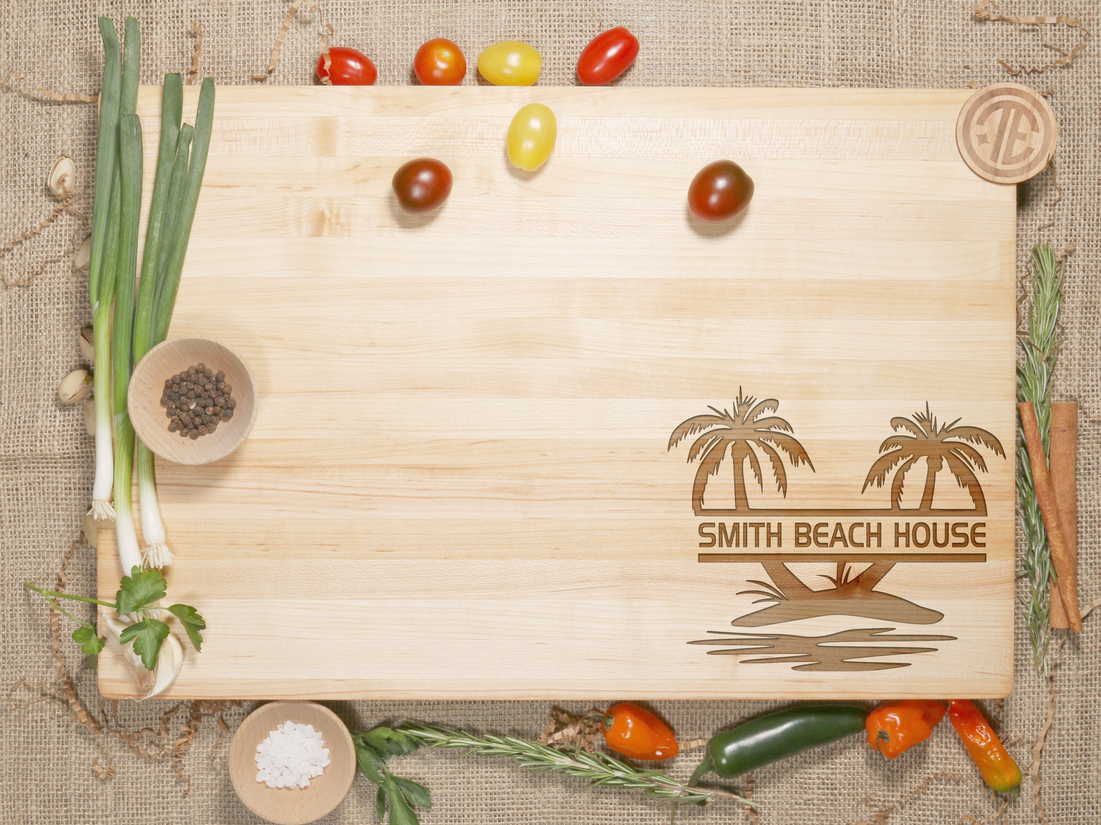 Leaves Etched Wood Cutting Board