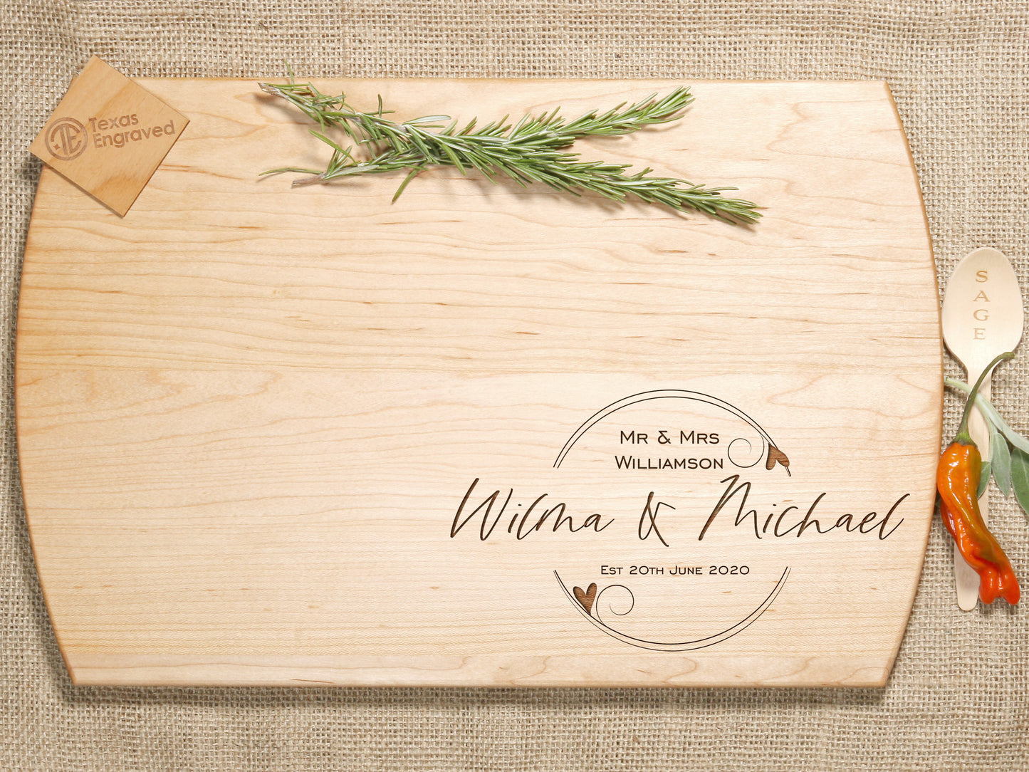 Couple with Heart Rings Cutting Board - D31