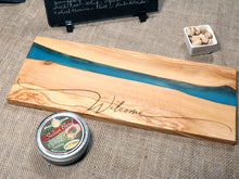 Load image into Gallery viewer, Welcome River of Resin Olive Wood Charcuterie Board - D35

