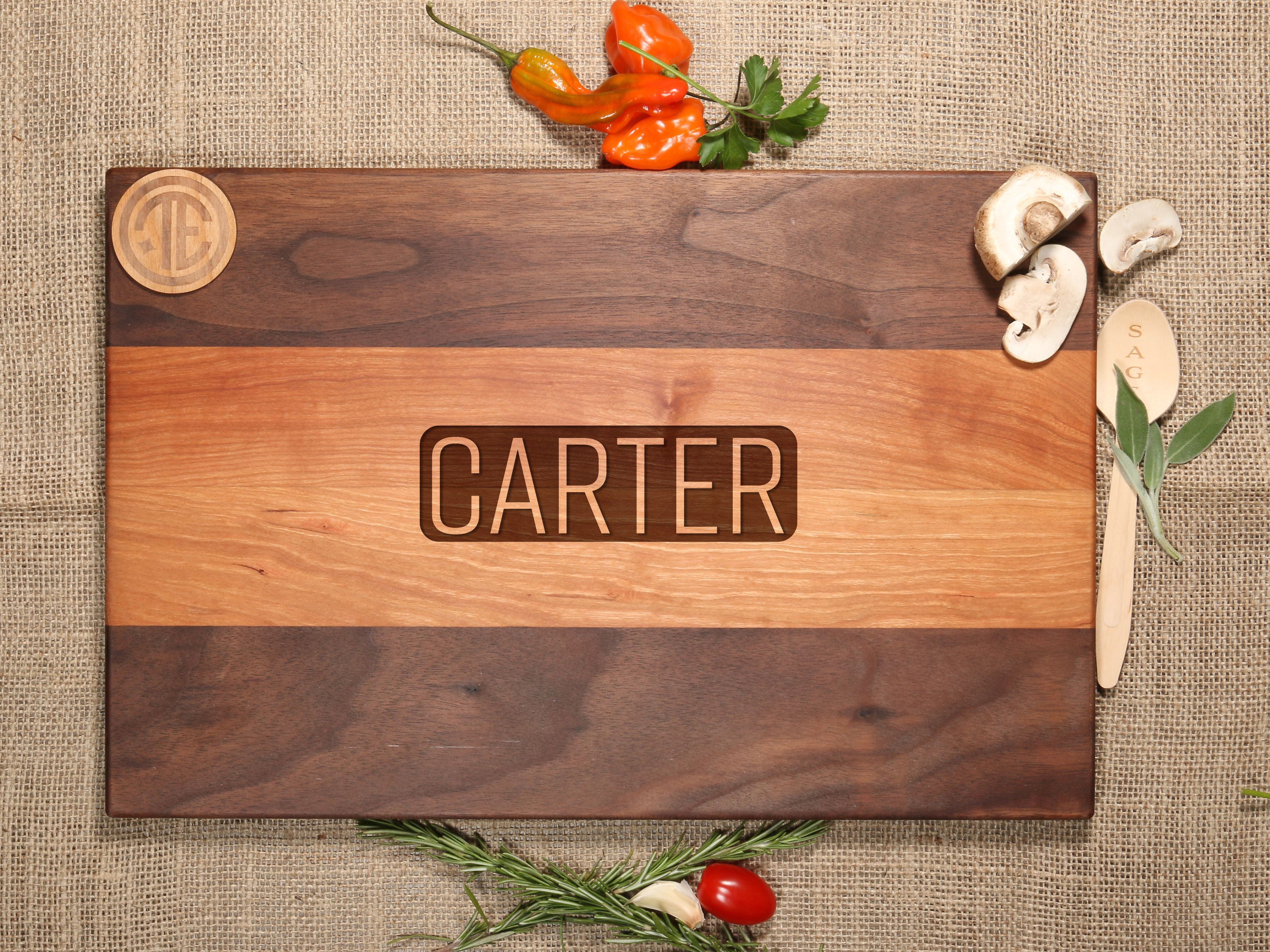 18 x 12 Maple & Cherry Cutting Board - Personalized Bless Our