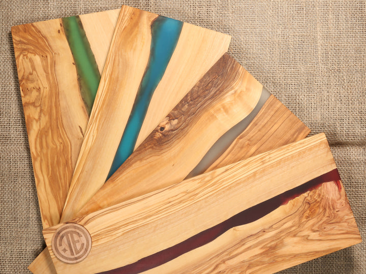 Couple and Special Date River of Resin Olive Wood Charcuterie Board - D17