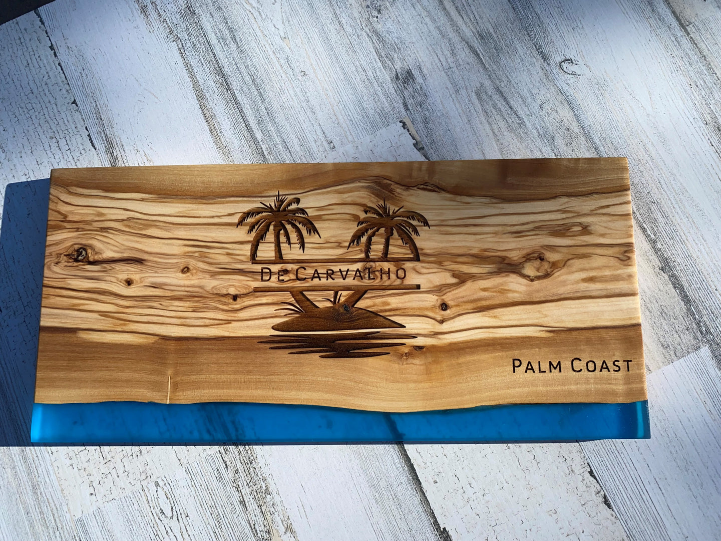 Palm Tree Olive Wood and Resin Charcuterie Board - D51