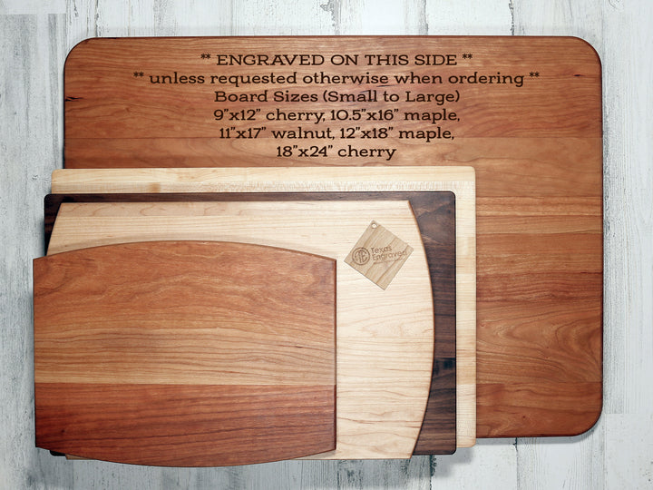 Personalized Engraved Cutting Board, Elegant Last Name Flourishes- D11