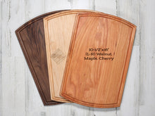 Load image into Gallery viewer, Last Name with Flourishes Personalized Cutting Board - D8
