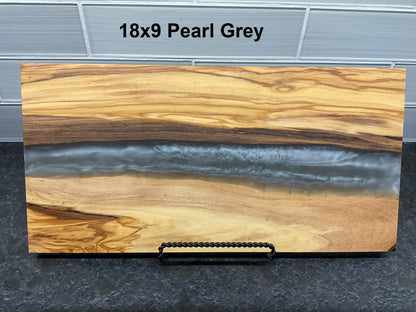 Family Name River of Resin Olive Wood Charcuterie Board - D66